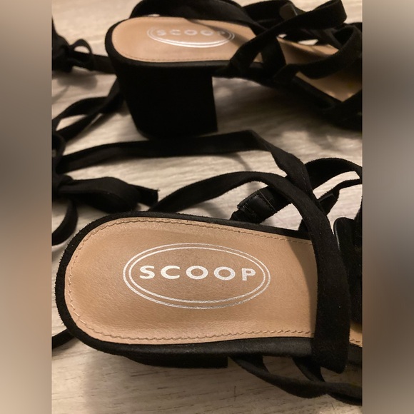 Scoop Block Heel Sandals Lace Up Faux Suede Open Toe Strappy Tie Up Gladiator 8 - Picture 13 of 16